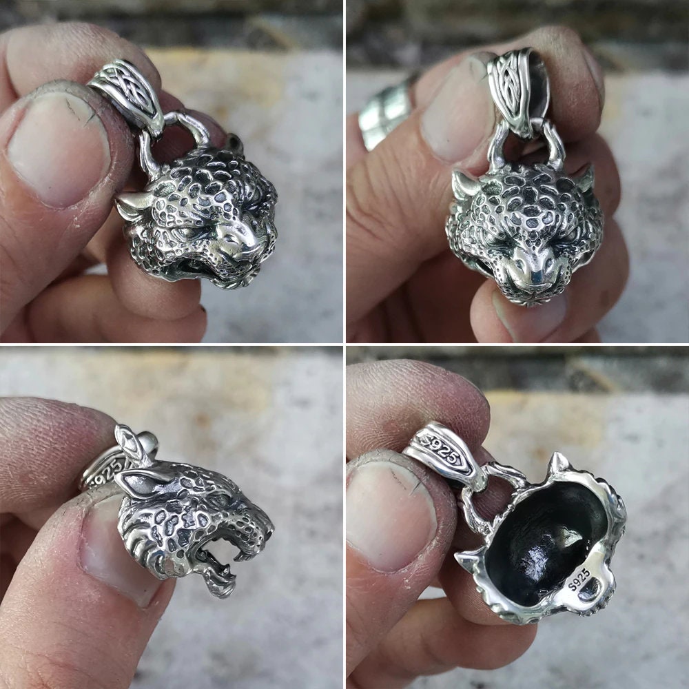 Silver Leopard Pendant hand