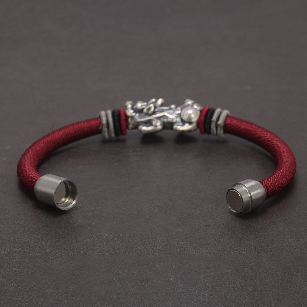 Sterling Silver Pixiu Dragon Bracelet open