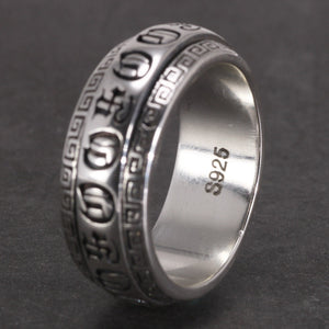 sanskrit buddhist ring sterling silver