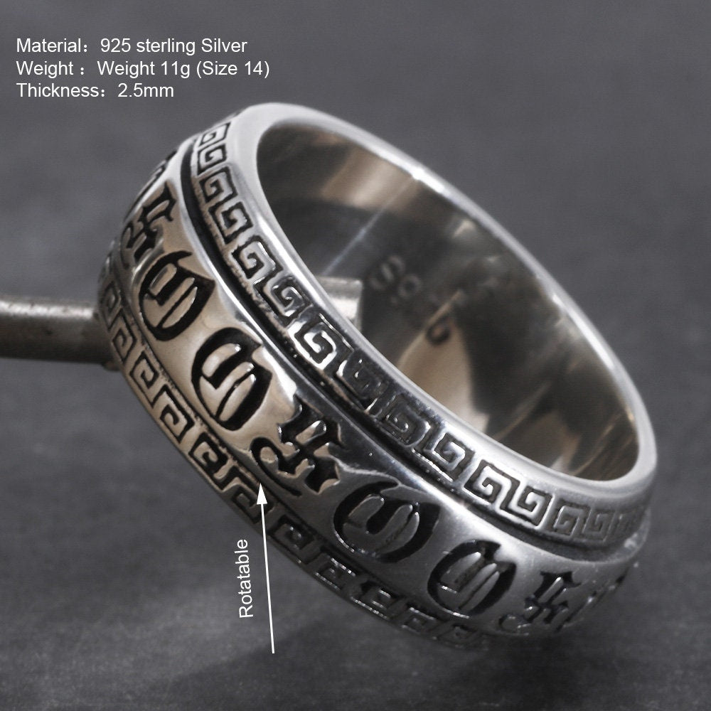 sterling silver  tibetan spinner ring men