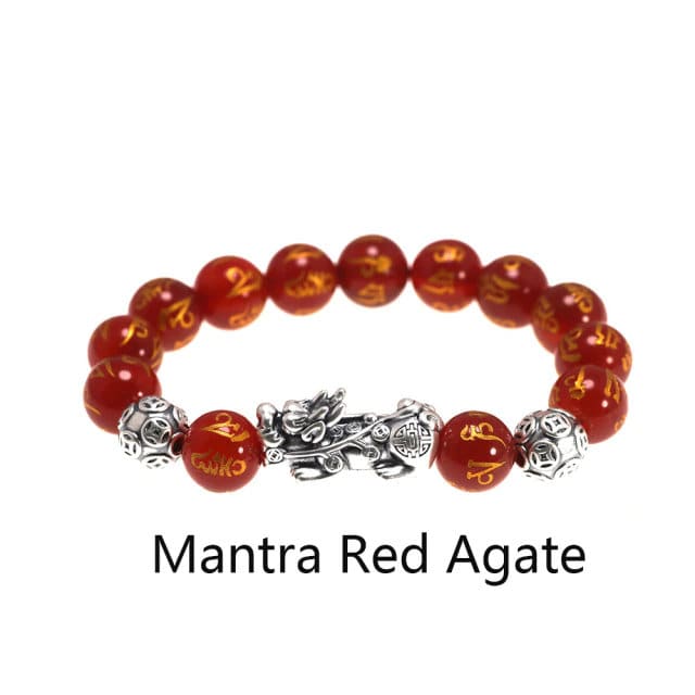 feng shui pixiu bracelet mantra red agate