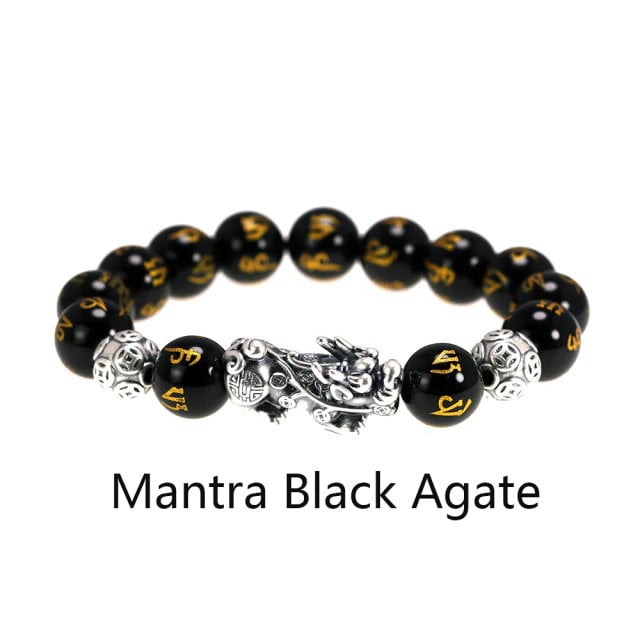 feng shui pixiu bracelet mantra black agate