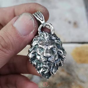 Sterling Silver Lion Pendant hand