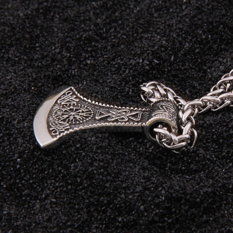 sterling silver viking axe pendant necklace