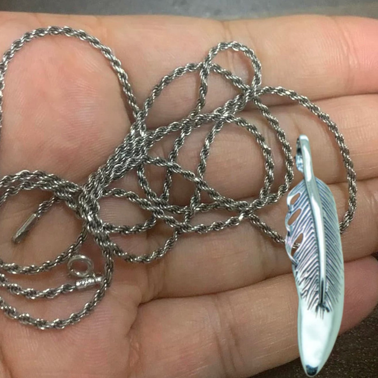 Feather Pendant Necklace 925 Sterling Silver