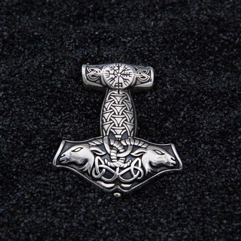 Thor's Hammer Pendant Necklace - Mjölnir necklace black bg