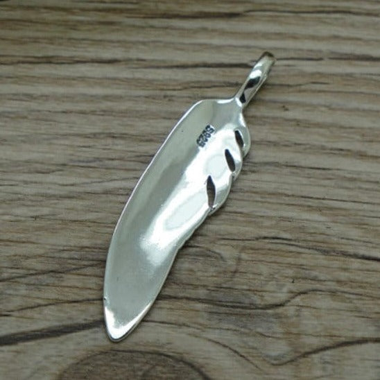 Feather Pendant 925 Sterling Silver back