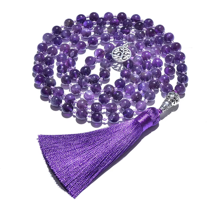 amethyst mala necklace