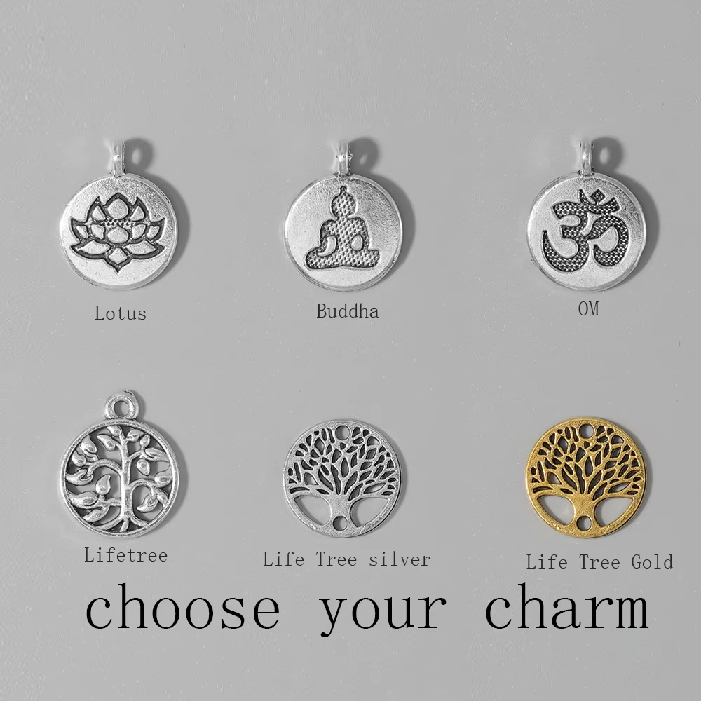 Lotus buddha OM tree-of-life charms