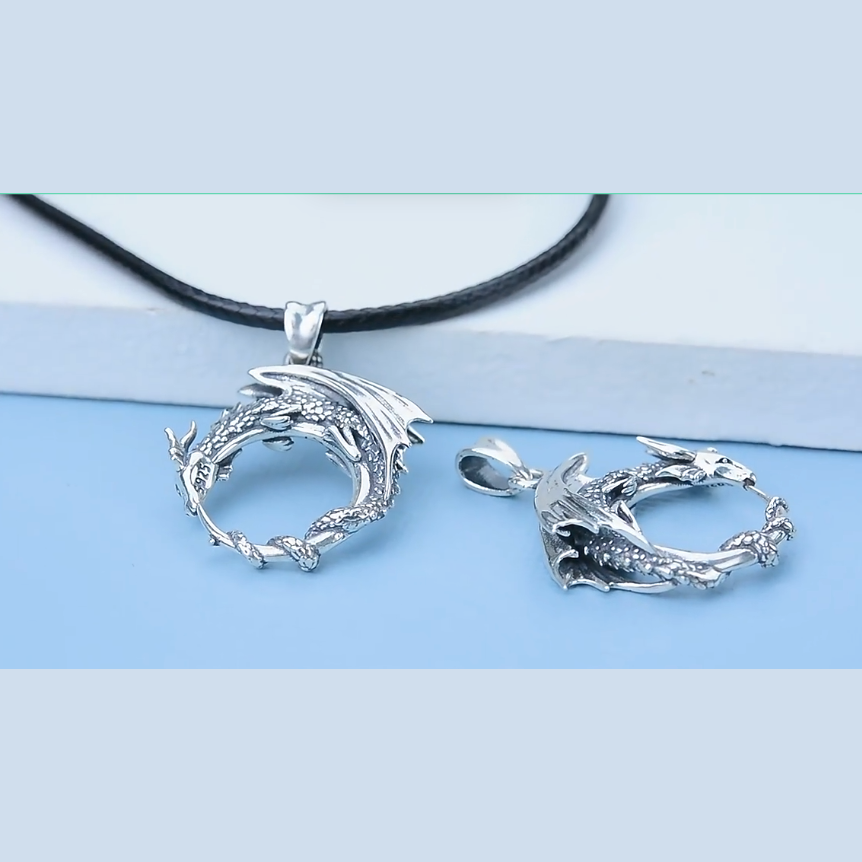 925 sterling Silver Dragon Pendant necklaces