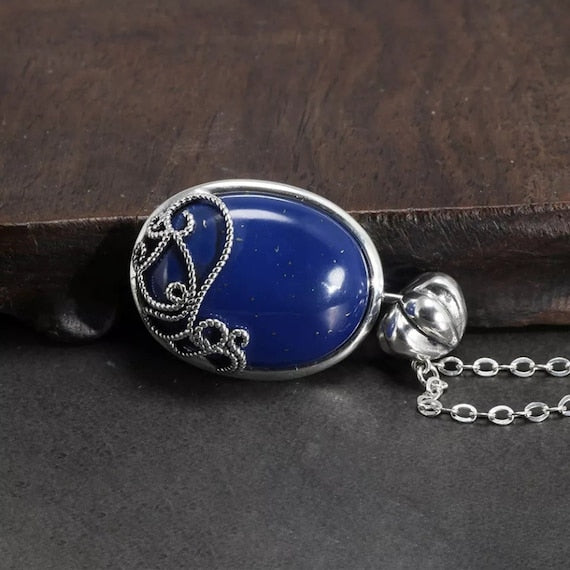 lapis lazuli pendant necklace close up