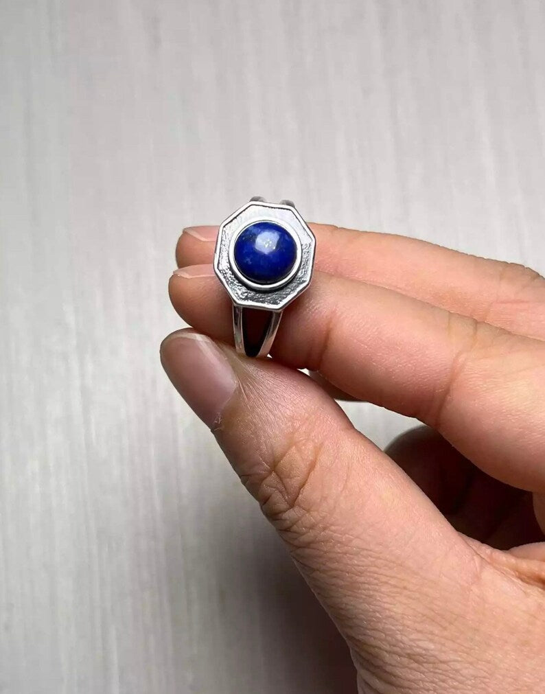 lapis lazuli sterling silver ring front view