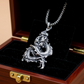 large sterling silver dragon pendant inside jewelry box