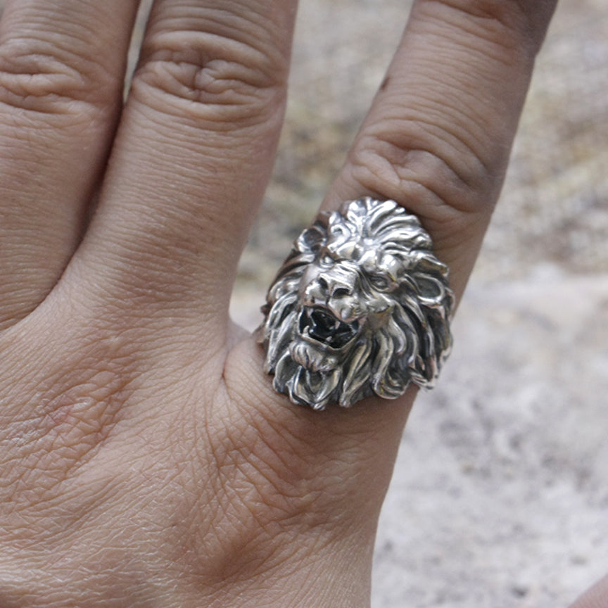 lion ring on finger bold statement ring