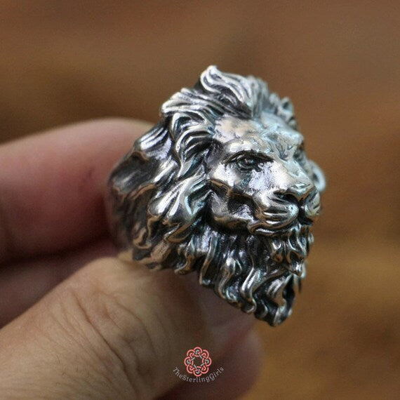 lion ring silver