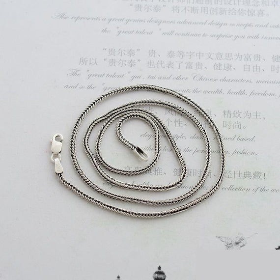 Long wheat style silver necklace 1 mm to 2.5 mm