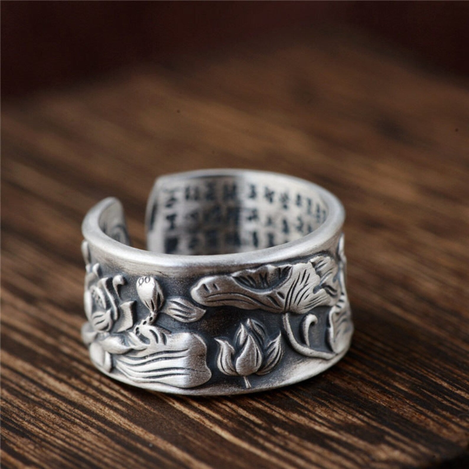 lotus flower silver ring