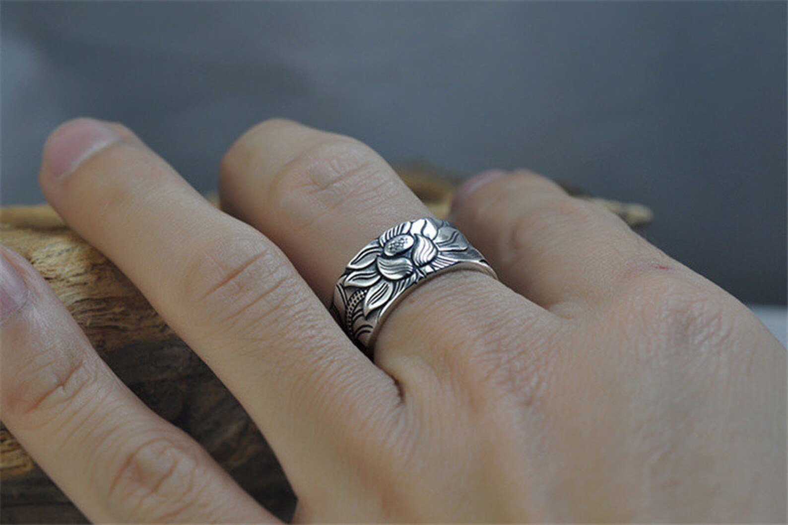 silver ring on hand