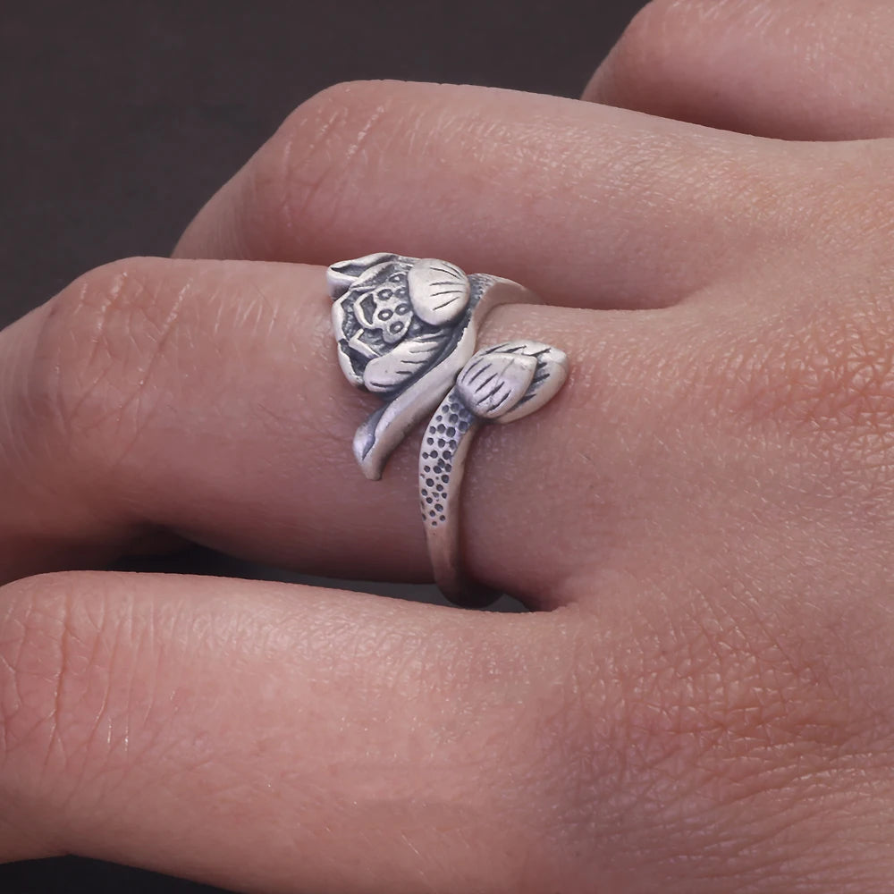lotus silver ring