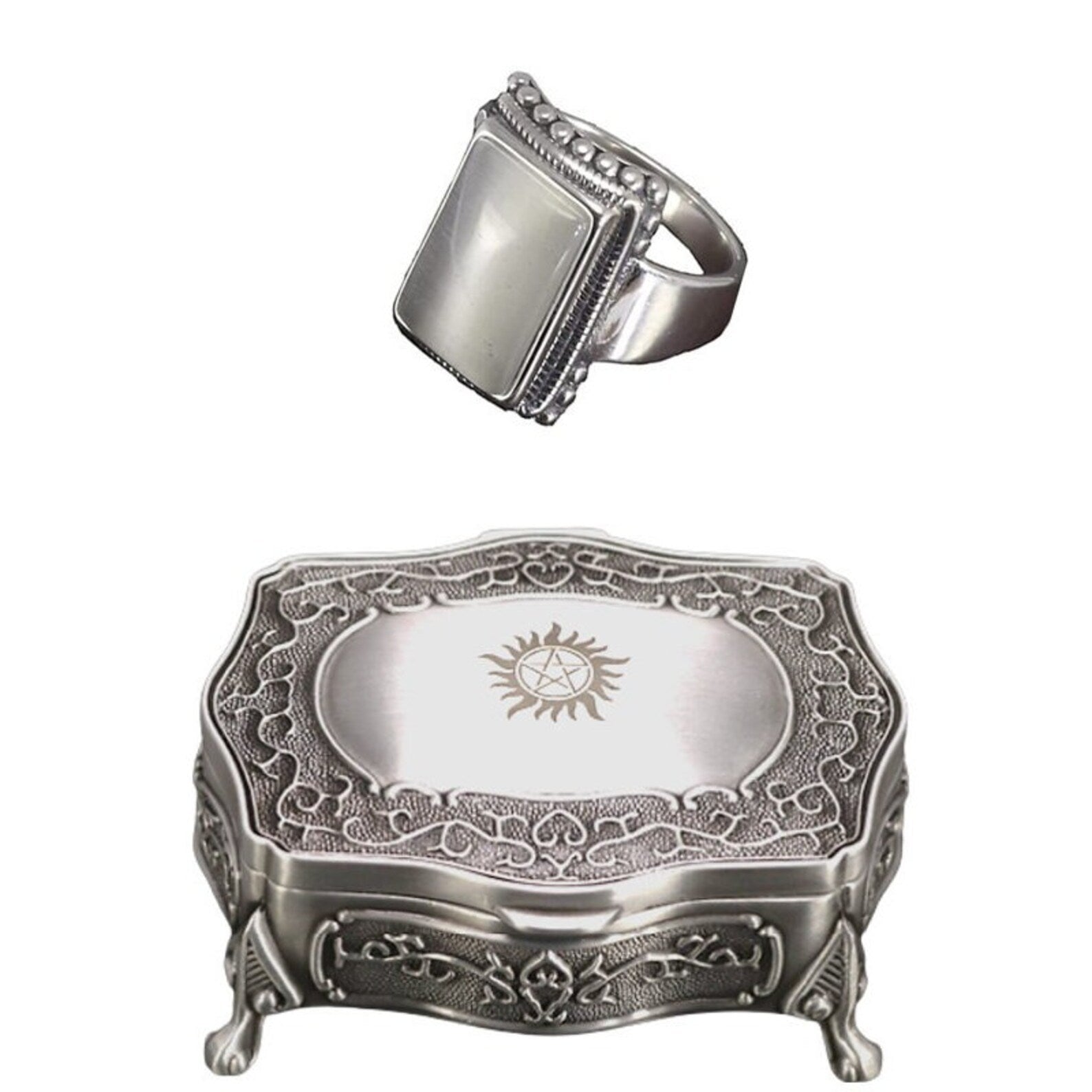 lucifer morningstar white ring with jewelry box