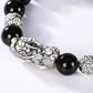 lucky obsidian bracelet with silver pixiu