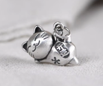 maneki neko silver charm pendant