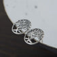 minimalist silver tree earrings side angle