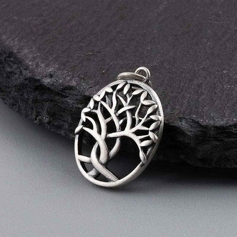 openwork tree pendant side detail silver