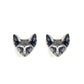 oxidized silver cat earrings pair on white background