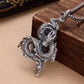 oxidized silver dragon charm close up