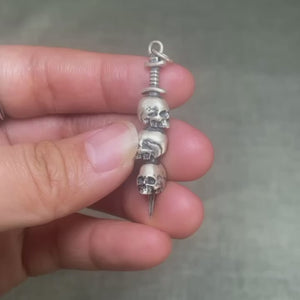 3 skulls on sword pendant made sterling silver video