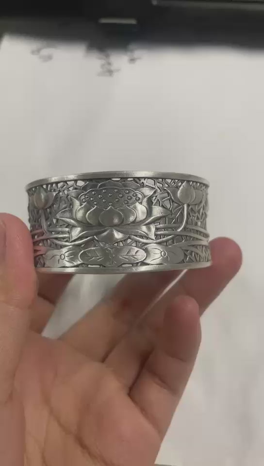 Fine silver lotus bracelet video