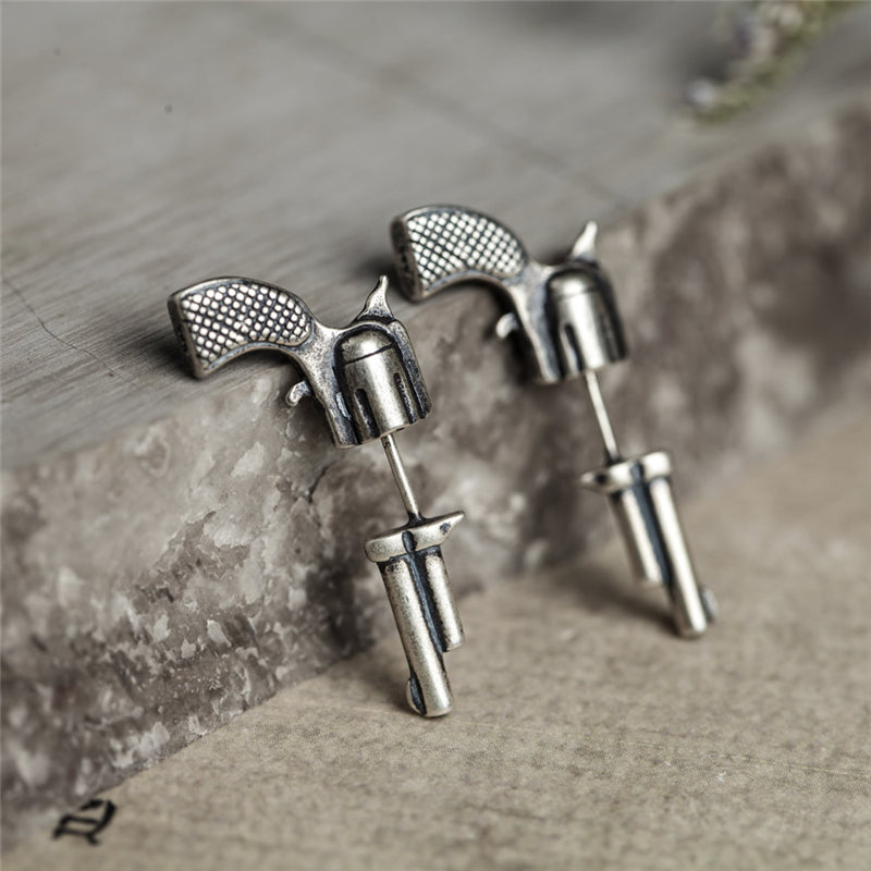revolver pistol earrings
