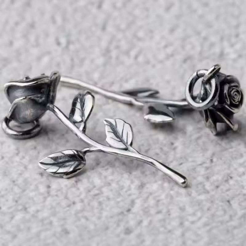 rose stem jewelry silver