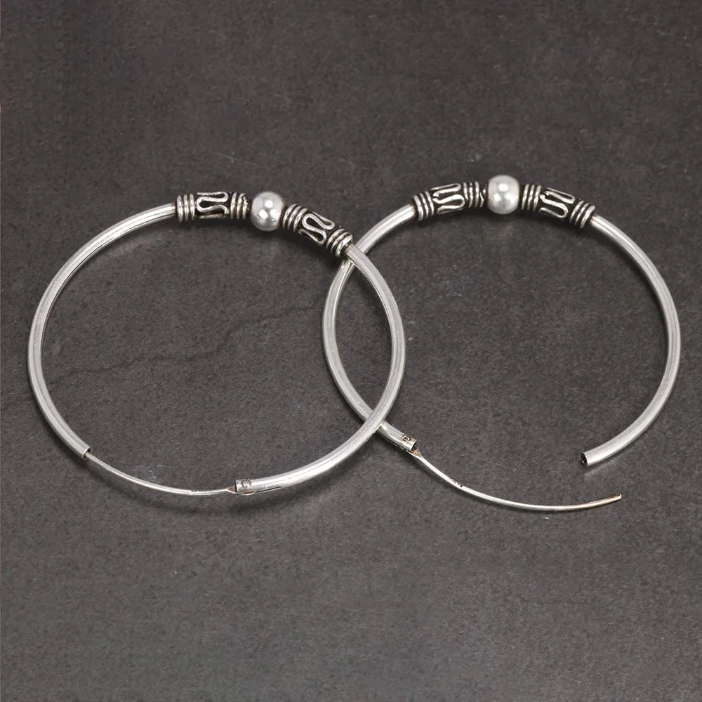 round silver hoop earrings women everyday jewelry