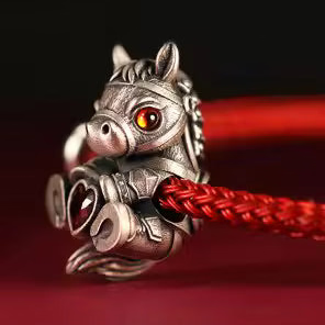 ruby red crystal vintage horse charm bracelet