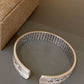 side angle pure silver Heart Sutra engraved bracelet