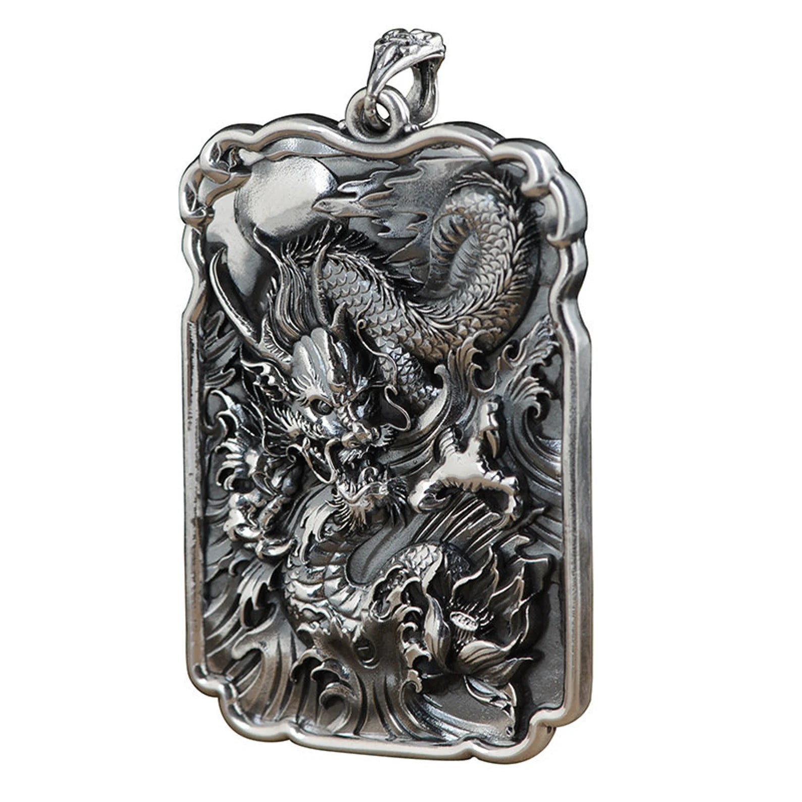 Dragon Pendant Sterling Silver white background