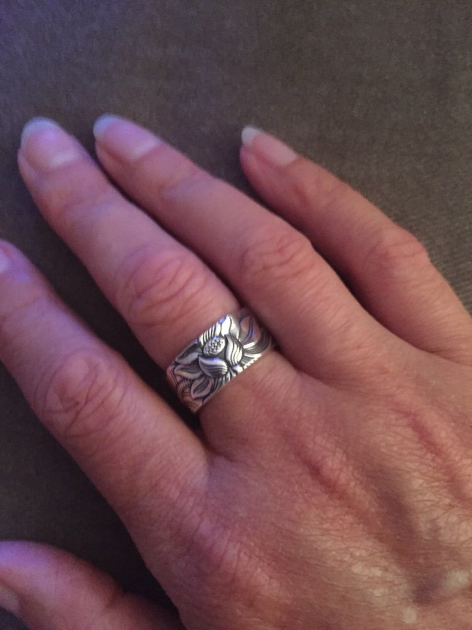 silver Lotus ring customer 