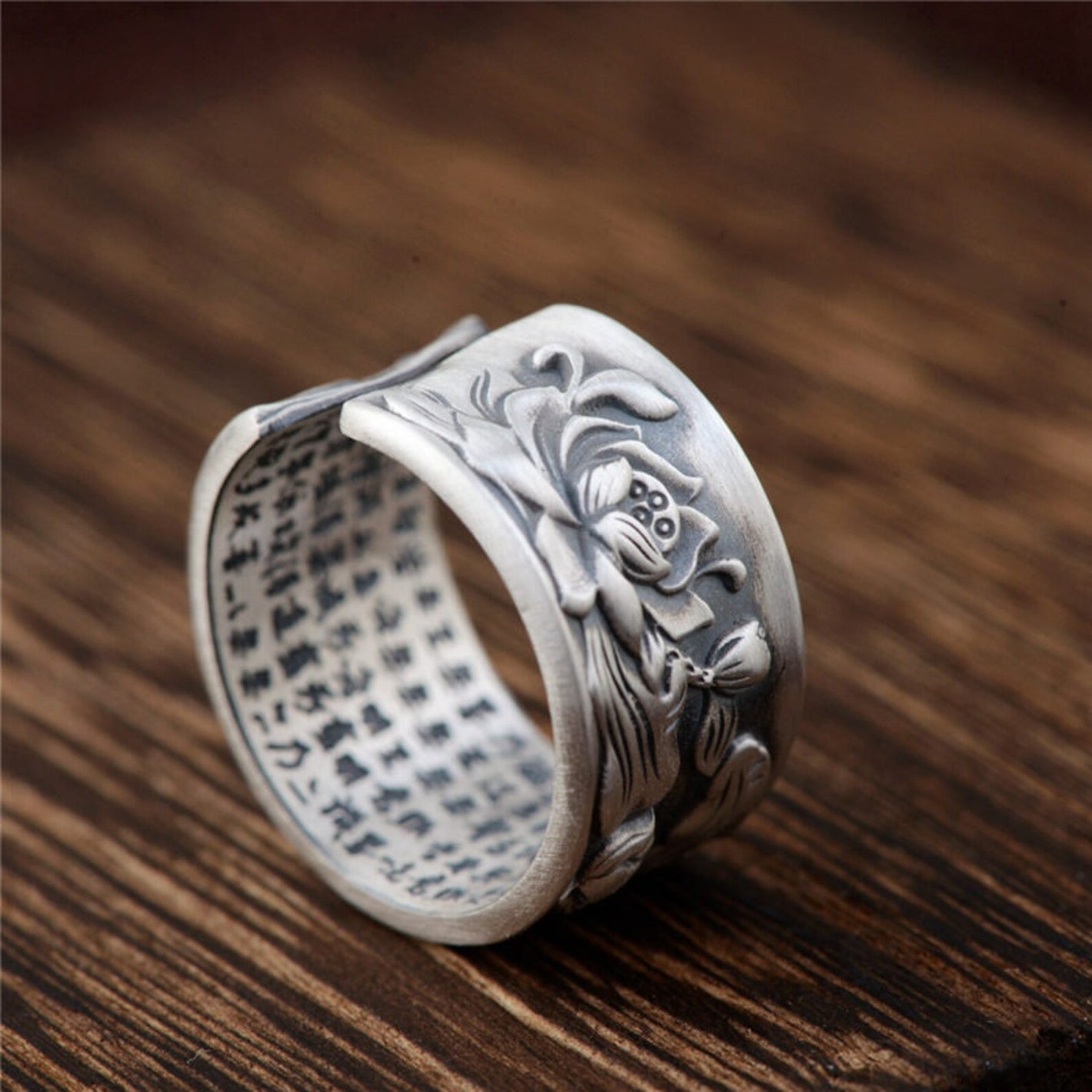 silver lotus ring