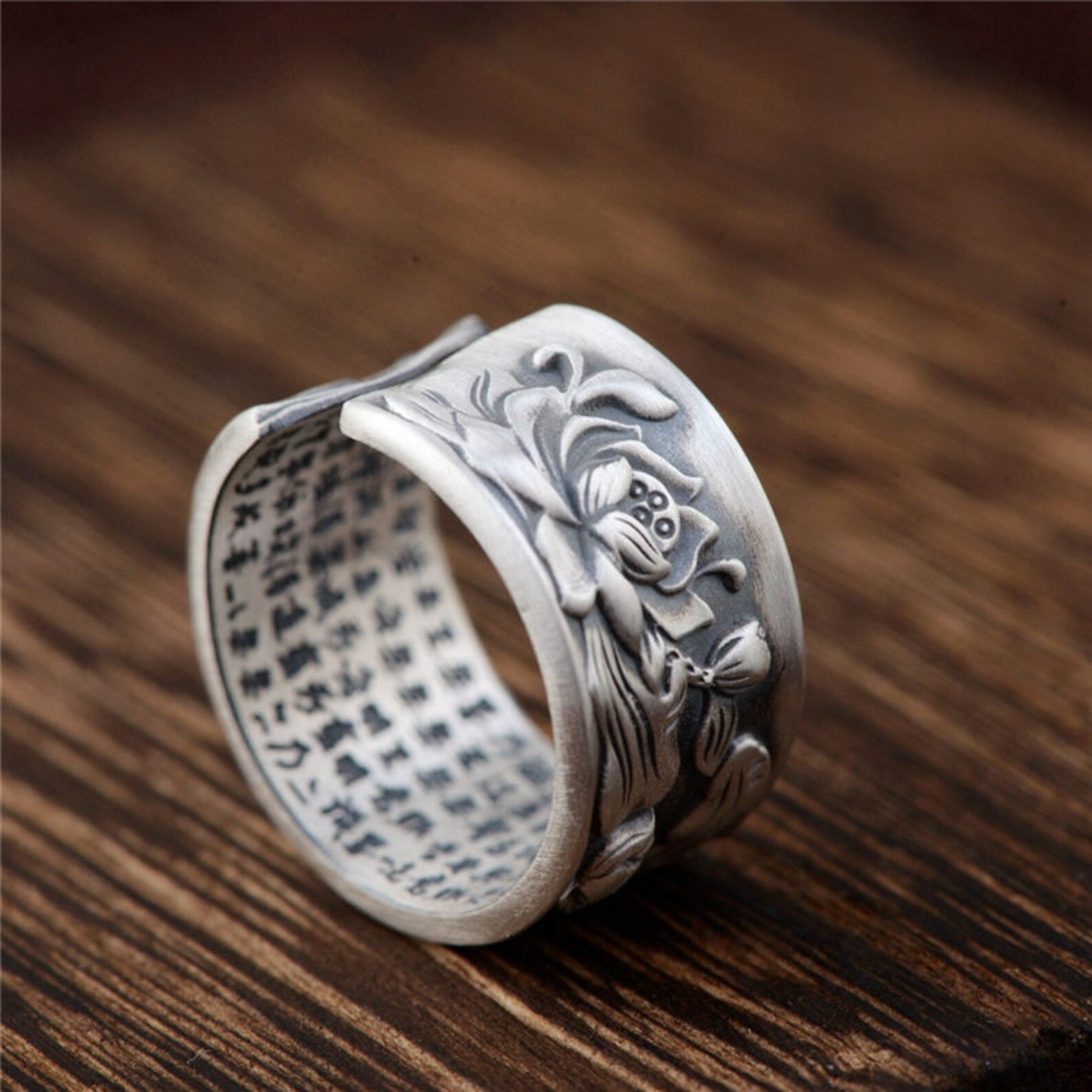 silver lotus ring