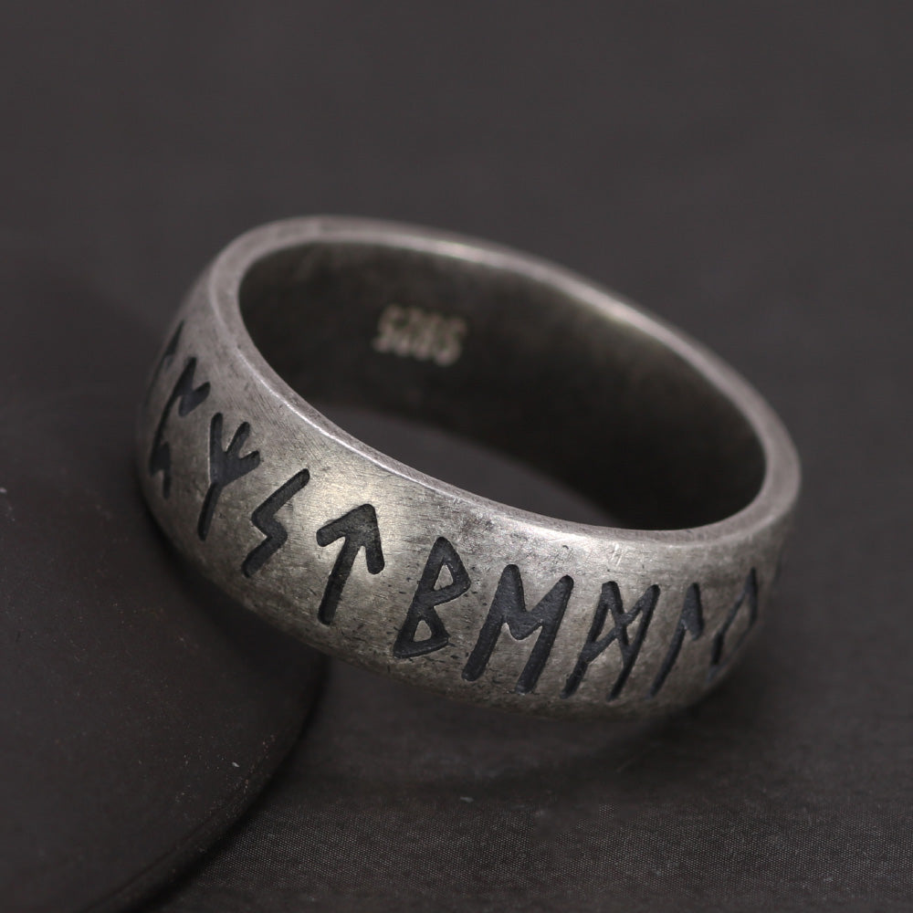 silver norse runic ring