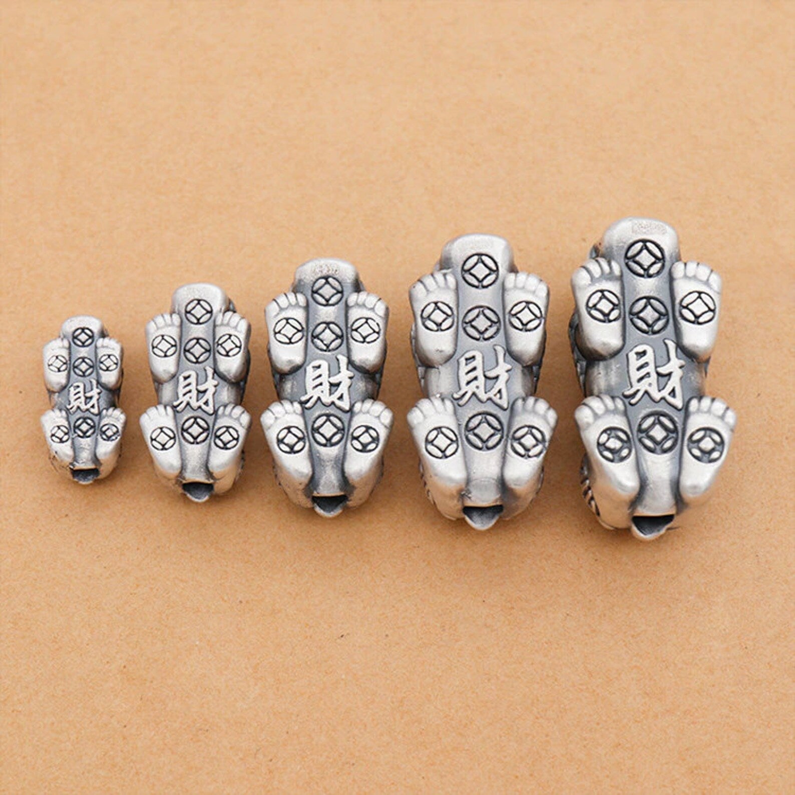 silver Pixiu charm back side