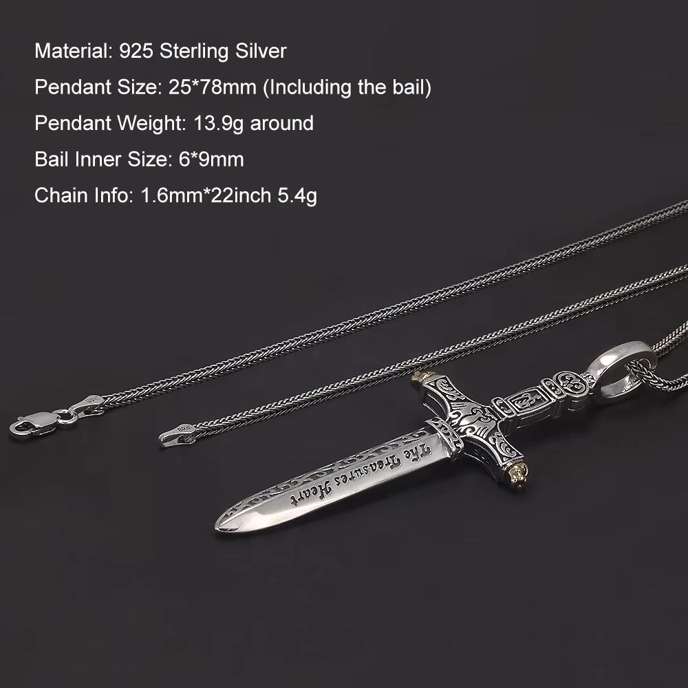 silver sword pendant necklace
