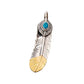silver and gold feather pendant detailed texture