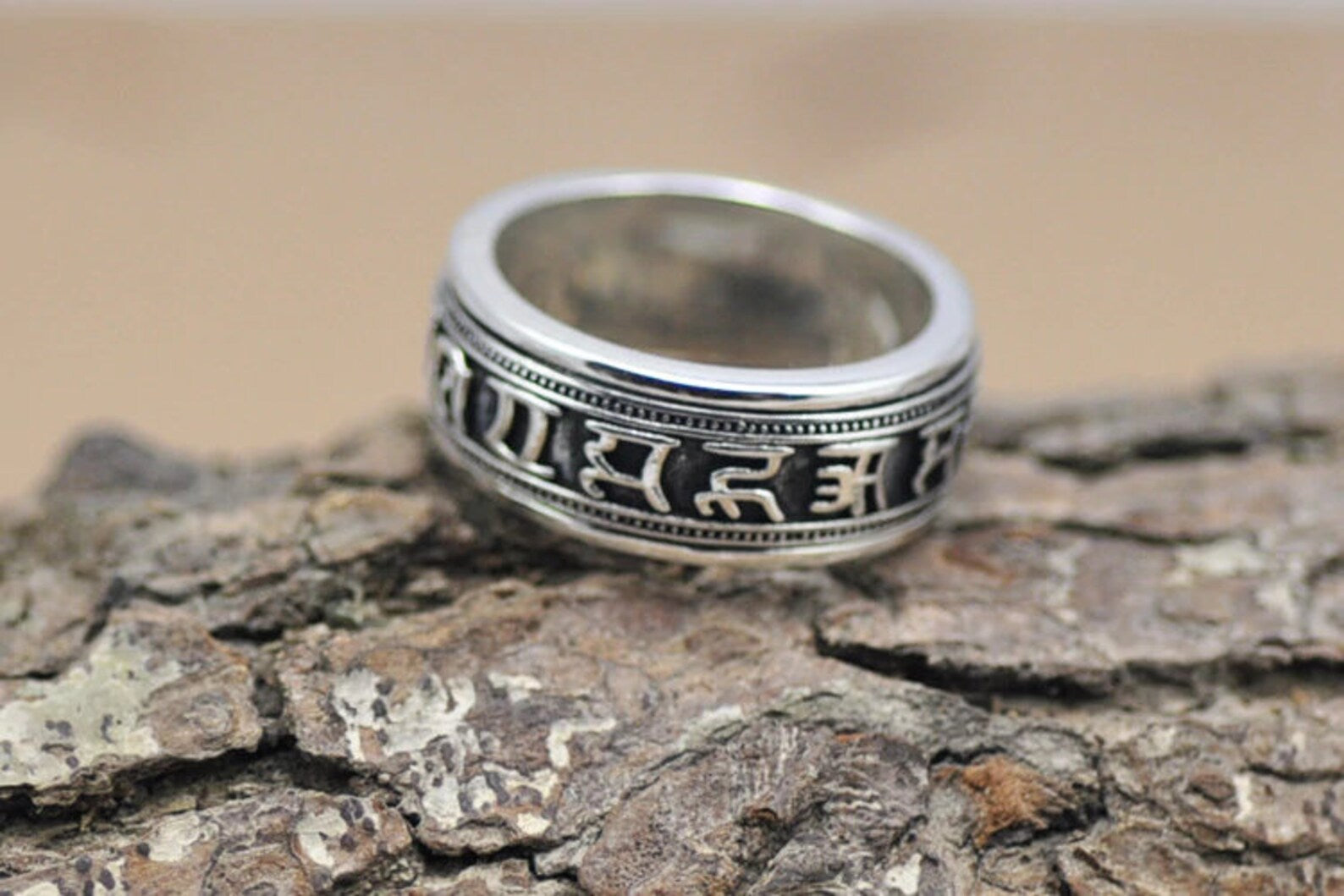 silver buddhist fidget ring