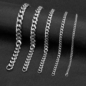 silver cuban link bracelet front