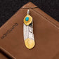 silver gold turquoise feather pendant 