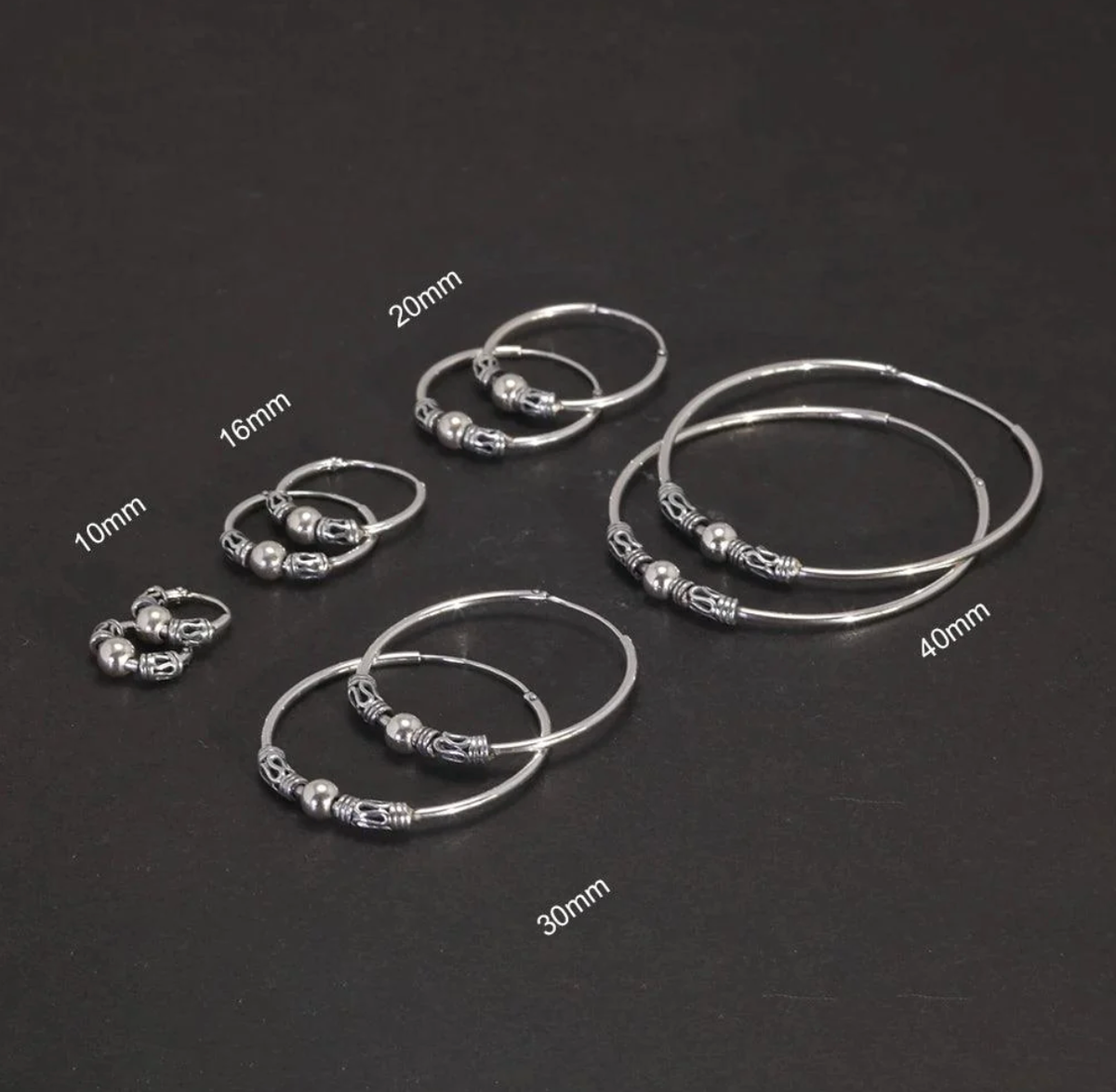 silver hoop earrings different sizes