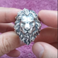 silver lion ring front view holding